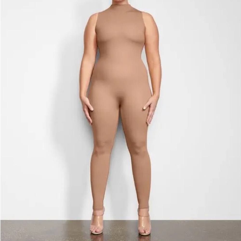 EUC! SKIMS All-In-One Mock Neck Sleeveless Onesie Catsuit Jumpsuit - Nude